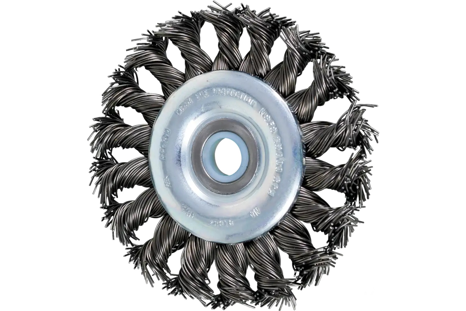 Picture of Pferd Standard Twist Knot Wire Wheel Brush 3" Dia. .020 Carbon Steel 1/2-3/8" Arbor